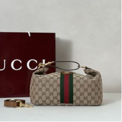 Borse media Gucci Vanity con manico superiore 857799 Marrone