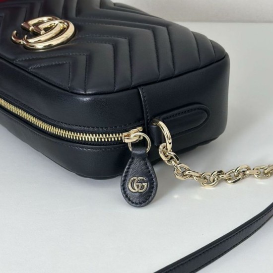 Replica Gucci 855273 GG Marmont borsa piccola per fotocamera nera Imitazioni Replica Gucci 855273 GG Marmont borsa piccola per fotocamera nera