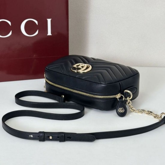 Replica Gucci 855273 GG Marmont borsa piccola per fotocamera nera Imitazioni Replica Gucci 855273 GG Marmont borsa piccola per fotocamera nera