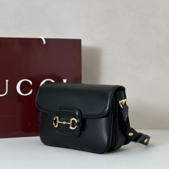 Replica Borsa a tracolla piccola Gucci Horsebit 1955 Aura 847063 Nero