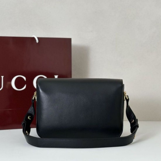 Replica Borsa a tracolla piccola Gucci Horsebit 1955 Aura 847063 Nero
