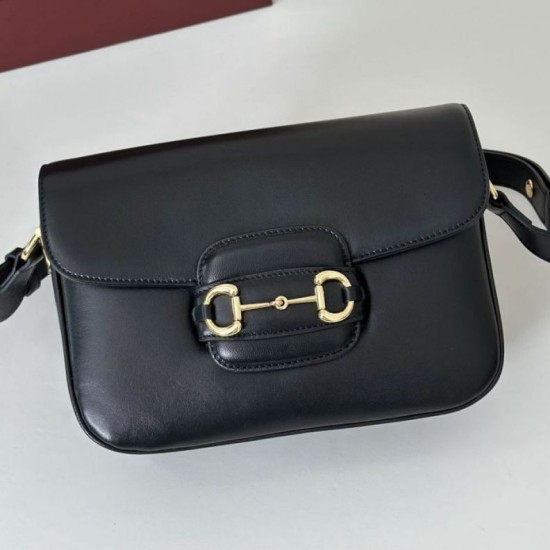Replica Borsa a tracolla piccola Gucci Horsebit 1955 Aura 847063 Nero