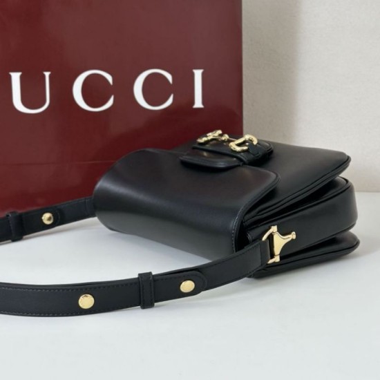 Replica Borsa a tracolla piccola Gucci Horsebit 1955 Aura 847063 Nero