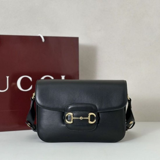 Replica Borsa a tracolla piccola Gucci Horsebit 1955 Aura 847063 Nero