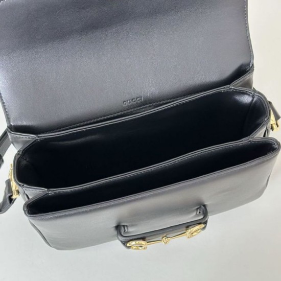 Replica Borsa a tracolla piccola Gucci Horsebit 1955 Aura 847063 Nero