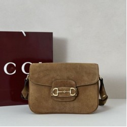 Replica Borse Firmate  a tracolla piccola Gucci Horsebit 1955 Aura 847063 Pelle scamosciata Borgogna
