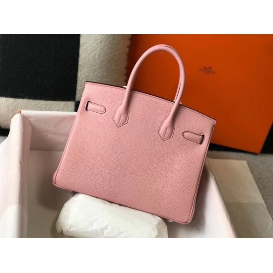 Riproduzione Fedele Borsa Hermes rosa Clemence Birkin 30 cm GHW imitazioni