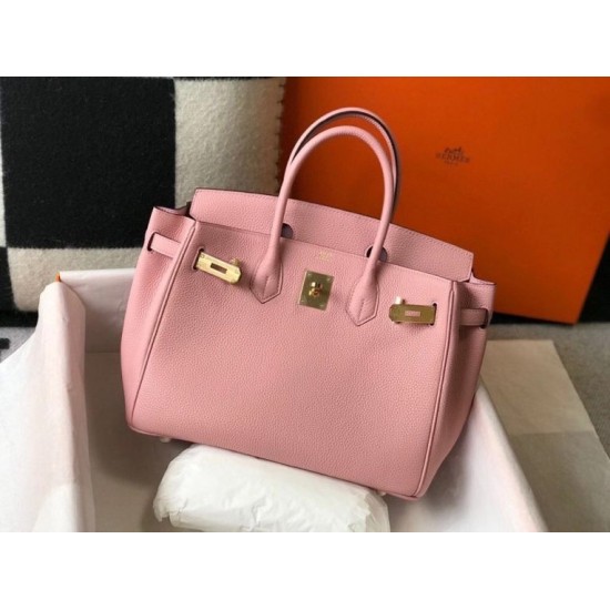 Riproduzione Fedele Borsa Hermes rosa Clemence Birkin 30 cm GHW imitazioni