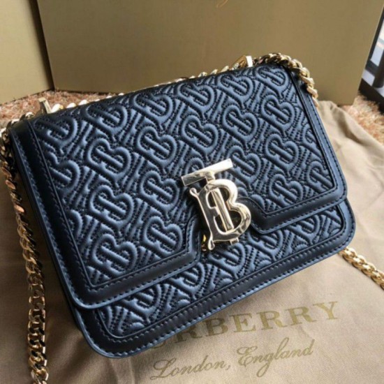 Replica Borsa TB piccola in pelle di agnello con monogramma trapuntato nera Outlet Borsa TB piccola in pelle di agnello con monogramma trapuntato nera imitazioni perfette