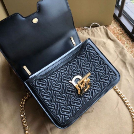 Replica Borsa TB piccola in pelle di agnello con monogramma trapuntato nera Outlet Borsa TB piccola in pelle di agnello con monogramma trapuntato nera imitazioni perfette