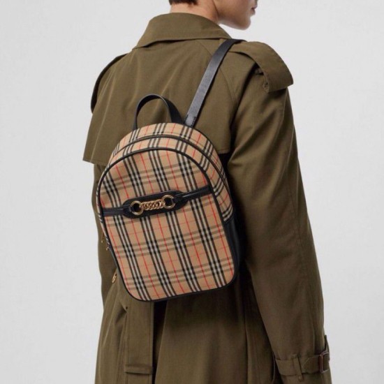 Replica Zaino piccolo in nylon con motivo Vintage check marrone Outlet Zaino piccolo in nylon con motivo Vintage check marrone imitazioni perfette