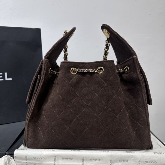Replica Borsa a sacco Hobo Chanel 26P AS5293 camoscio caffè Replica Borsa a sacco Hobo Chanel 26P AS5293 camoscio caffè