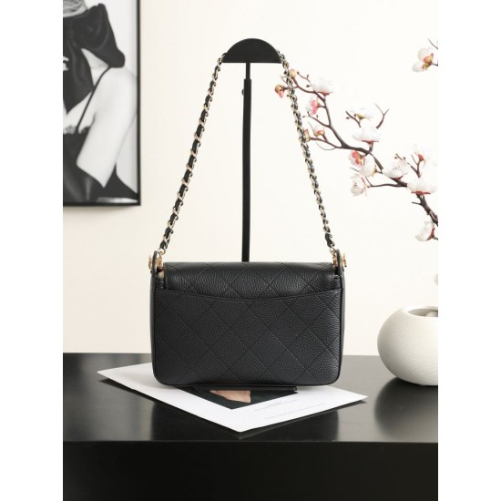Replica Borsa a spalla con patta Chanel 26K AS6625 Nero