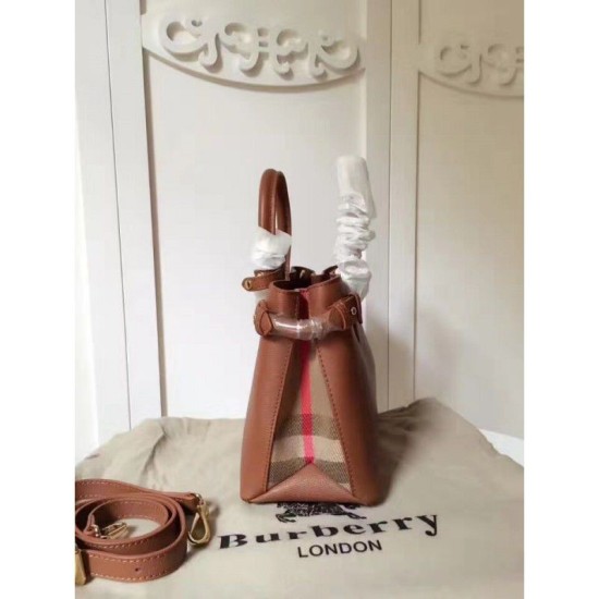 Riproduzione Fedele Banner House Check Tote Borse Marrone imitazioni Replica Alta Qualità Banner House Check Tote Borse Marrone
