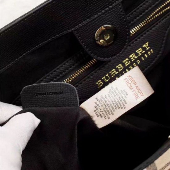 Riproduzione Fedele Haymarket Check Tote Borse 55088 Nero imitazioni Replica Alta Qualità Haymarket Check Tote Borse 55088 Nero