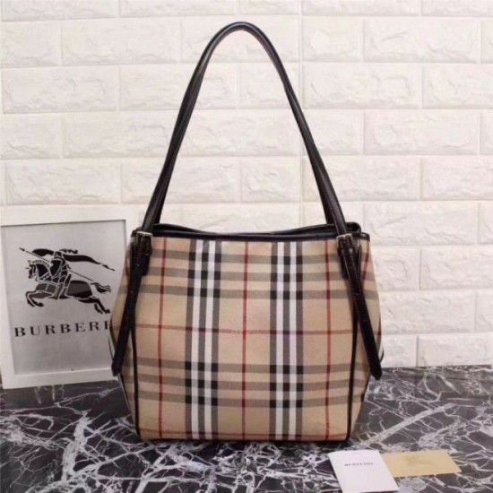 Riproduzione Fedele Haymarket Check Tote Borse 8886 Nero imitazioni Replica Alta Qualità Haymarket Check Tote Borse 8886 Nero