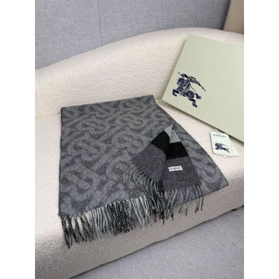 Replica Sciarpa reversibile TB cashmere/lana con motivo a quadri Burberry 30 x 180 Nero