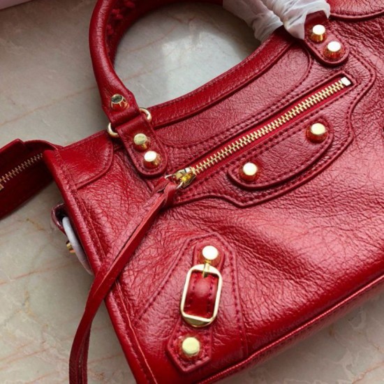 Balenciaga 295S Classic Mini City Gold Red Dupe Perfetta Cloni Firmate Balenciaga 295S Classic Mini City Gold Red imitazioni