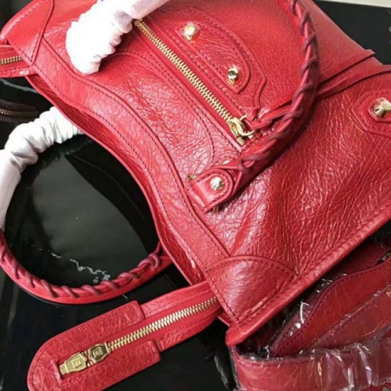 Balenciaga Classic Metallic Edge City Pelle di agnello crepe sacca rossa Dupe Perfetta Cloni Firmate Balenciaga Classic Metallic Edge City Pelle di agnello crepe sacca rossa imitazioni