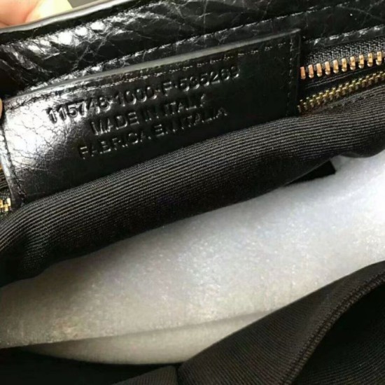 Cloni Firmate Balenciaga Classic Metallic Edge City Borsa agnello con fessure nere imitazioni