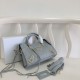 Borsa da città Balenciaga Classic con bordo metallizzato azzurro Dupe Perfetta Cloni Firmate Borsa da città Balenciaga Classic con bordo metallizzato azzurro imitazioni