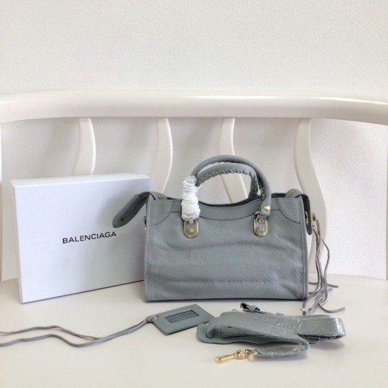Borsa da città Balenciaga Classic con bordo metallizzato azzurro Dupe Perfetta Cloni Firmate Borsa da città Balenciaga Classic con bordo metallizzato azzurro imitazioni