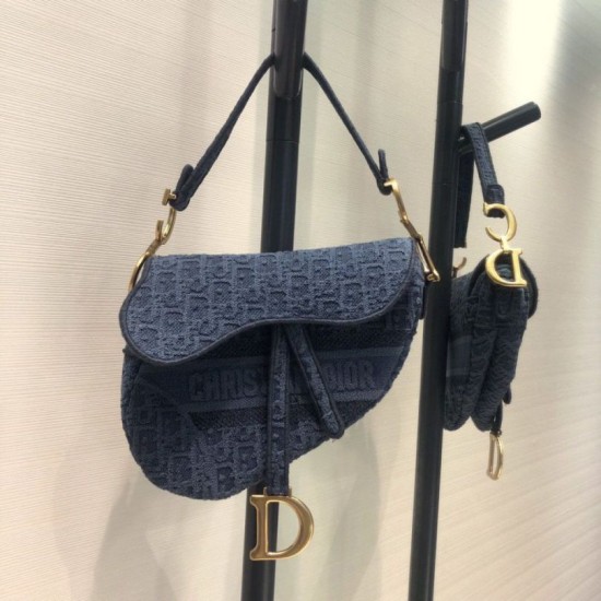 Cloni Firmate Borsa Replica da Saddle Christian Dior M0446 Blu imitazioni