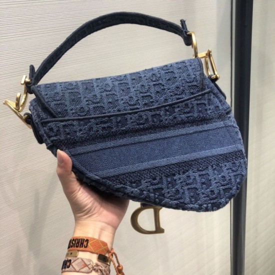 Cloni Firmate Borsa Replica da Saddle Christian Dior M0446 Blu imitazioni