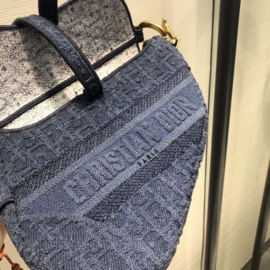 Cloni Firmate Borsa Replica da Saddle Christian Dior M0446 Blu imitazioni