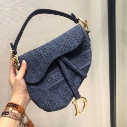 Cloni Firmate Borsa Replica da Saddle Christian Dior M0446 Blu imitazioni