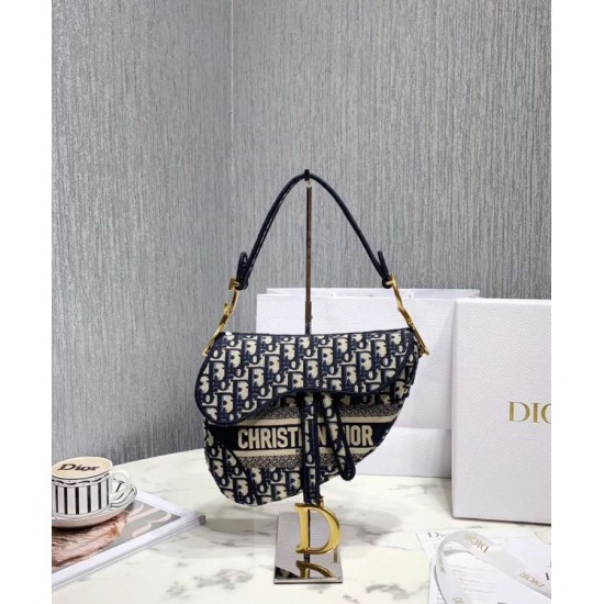 Sella Christian Dior Borsa obliqua originale in tela ricamata Blu scuro Dupe Perfetta Cloni Firmate Sella Christian Dior Borsa obliqua originale in tela ricamata Blu scuro imitazioni