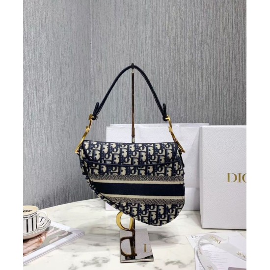 Sella Christian Dior Borsa obliqua originale in tela ricamata Blu scuro Dupe Perfetta Cloni Firmate Sella Christian Dior Borsa obliqua originale in tela ricamata Blu scuro imitazioni