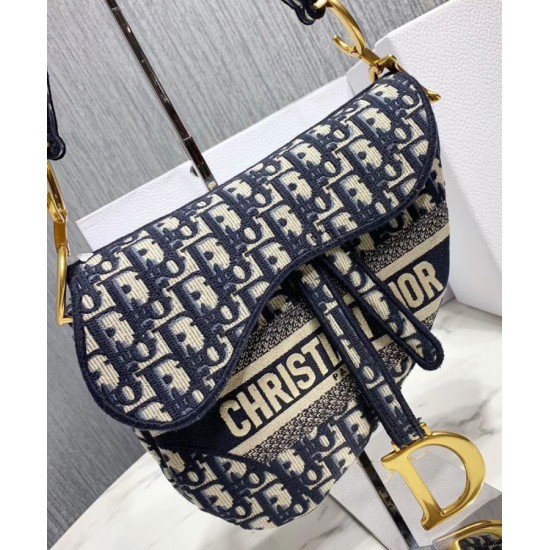 Sella Christian Dior Borsa obliqua originale in tela ricamata Blu scuro Dupe Perfetta Cloni Firmate Sella Christian Dior Borsa obliqua originale in tela ricamata Blu scuro imitazioni