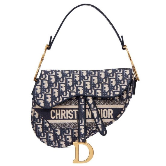 Sella Christian Dior Borsa obliqua originale in tela ricamata Blu scuro Dupe Perfetta Cloni Firmate Sella Christian Dior Borsa obliqua originale in tela ricamata Blu scuro imitazioni