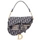 Sella Christian Dior Borsa obliqua originale in tela ricamata Blu scuro Dupe Perfetta Cloni Firmate Sella Christian Dior Borsa obliqua originale in tela ricamata Blu scuro imitazioni