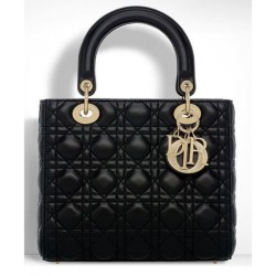 Dior Lady Dior Medium Classic Tote Borse Con agnello nero imitazioni perfette