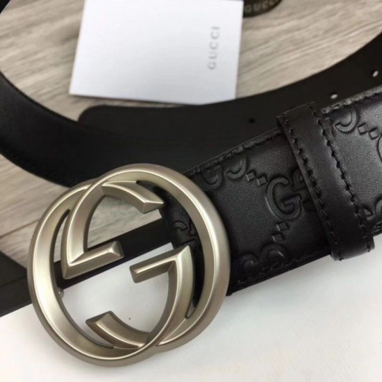 Replica Cintura Signature uomo con fibbia a G Black 411924 Hardware argento Outlet Cintura Signature uomo con fibbia a G Black 411924 Hardware argento imitazioni perfette