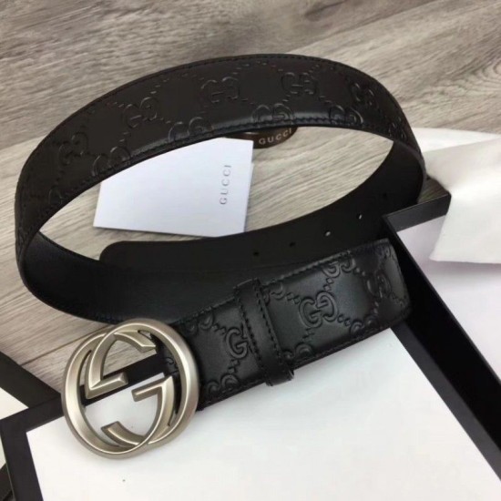 Replica Cintura Signature uomo con fibbia a G Black 411924 Hardware argento Outlet Cintura Signature uomo con fibbia a G Black 411924 Hardware argento imitazioni perfette