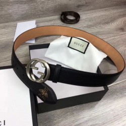 Cinture uomo con fibbia doppia G, hardware argento 4 cm