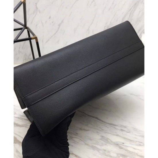 Borsa a mano monocromatica Saffiano Prada nera Borsa a mano monocromatica Saffiano Prada nera