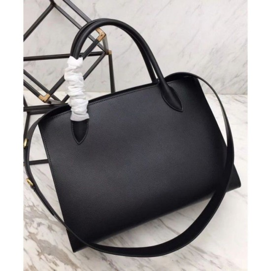 Borsa a mano monocromatica Saffiano Prada nera Borsa a mano monocromatica Saffiano Prada nera
