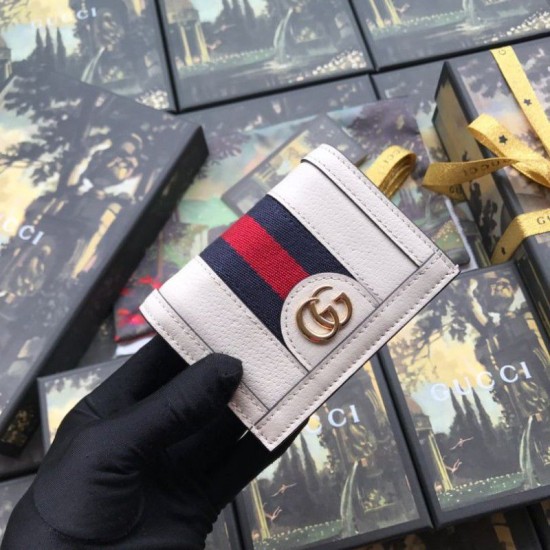 Riproduzione Fedele replica Ophidia GG Card Case 523155 Bianco imitazioni Replica Alta Qualità Ophidia GG Card Case 523155 Bianco