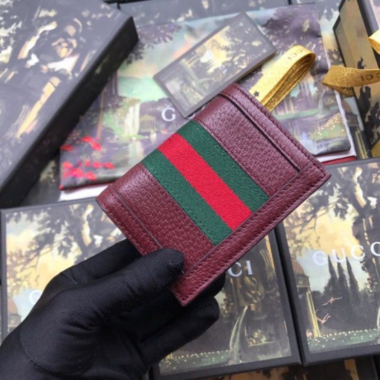 Riproduzione Fedele Pari replica Ophidia GG Card Case 523155 Marrone imitazioni Replica Alta Qualità Pari Ophidia GG Card Case 523155 Marrone
