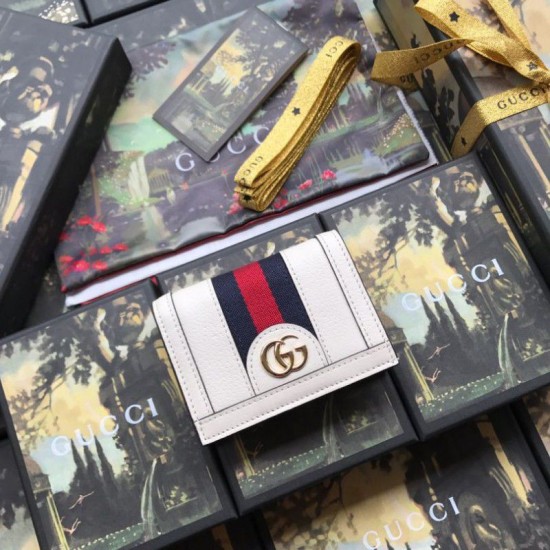 Riproduzione Fedele replica Ophidia GG Card Case 523155 Bianco imitazioni Replica Alta Qualità Ophidia GG Card Case 523155 Bianco