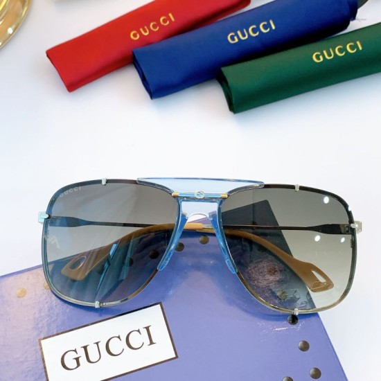 Dupe Occhiali da sole rotondi GG0739S blu / marrone imitazioni perfette Replica Occhiali da sole rotondi GG0739S blu / marrone Griffate