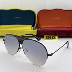 Dupe Occhiali da sole rotondi GG1075 oro / grigio imitazioni perfette Replica Occhiali da sole rotondi GG1075 oro / grigio Griffate