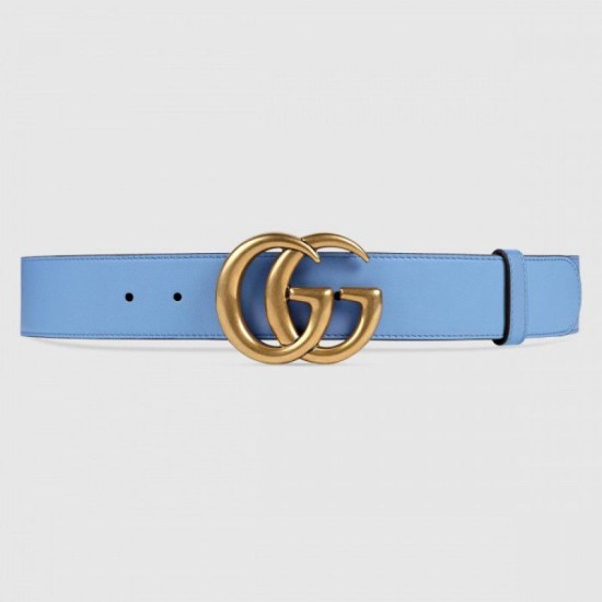 Replica Cintura in pelle con fibbia Double G blu 400593 Outlet Cintura in pelle con fibbia Double G blu 400593 imitazioni perfette