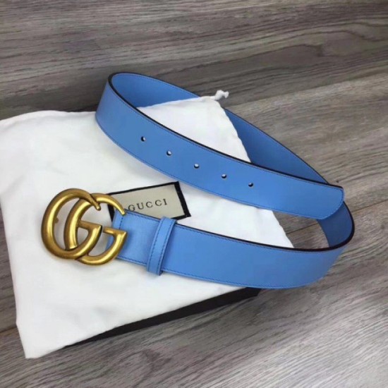 Replica Cintura in pelle con fibbia Double G blu 400593 Outlet Cintura in pelle con fibbia Double G blu 400593 imitazioni perfette