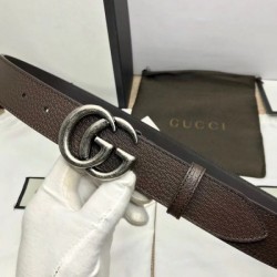 Cintura in pelle con fibbia Double G marrone 406831 Cintura in pelle con fibbia Double G marrone 406831