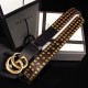 Replica Pari Cintura in pelle nera con fibbia doppia G e borchie 409402 Outlet Pari replica Cintura in pelle nera con fibbia doppia G e borchie 409402 imitazioni perfette